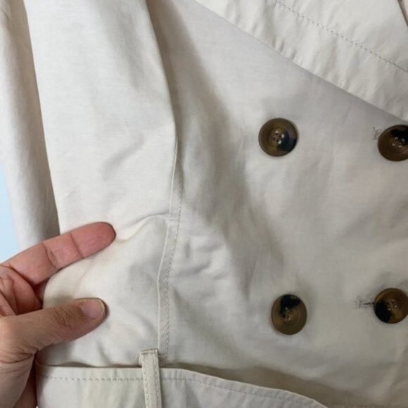 Addition Elle Women Ivory Short Double Breasted Trench Coat Jacket Plus Size X - Picture 15 of 16